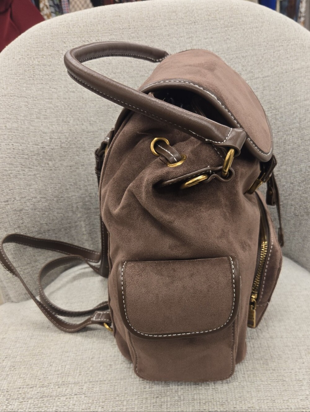 Steve Madden Brown Suede Backpack - Picture 3 of 9